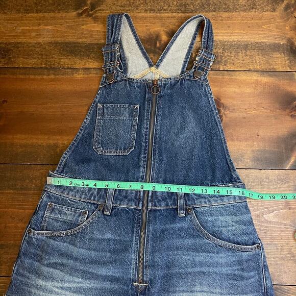 Free People Sunkissed Denim Short Overalls Zipper Front Women's 10 Shortalls - Picture 12 of 13